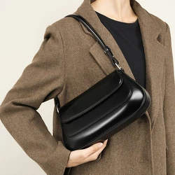 Toptrends Genuine Leather Underarm Shoulder Bags For Women 2024 Trend Designer Saddle Crossbody Bags Ladies Handbags And Purses