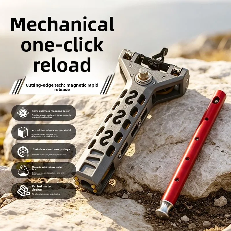 Slingshot Shooting Artifact New Automatic Mechanical Continuous Loading Outdoor Metal Head Bullet Clip Powerful Precise Defense