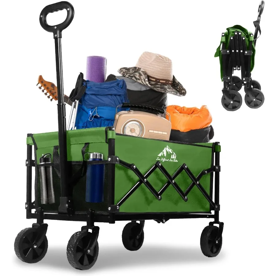 

Collapsible Wagon 352LBS Capacity Foldable Large Carts Heavy Duty Outdoor Folding Cart with All-Terrain Wheels Utility Garden B