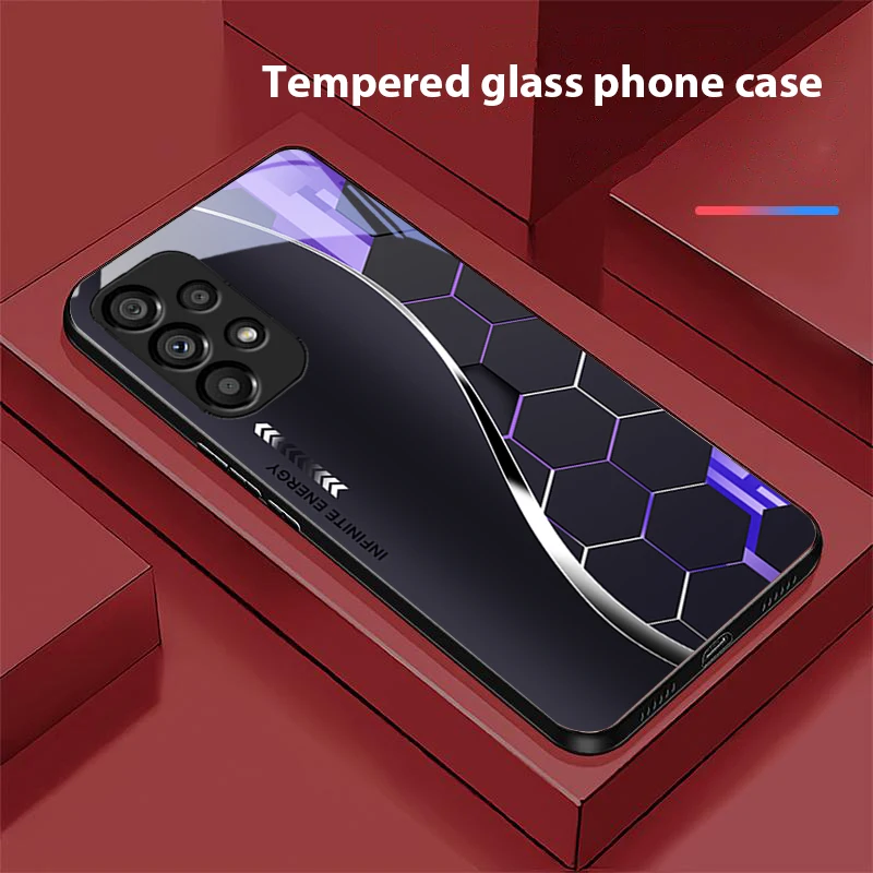 الخيال العلمي فضي أبيض لسامسونج غالاكسي S 8 9 10 20 زائد 21 FE 22 23 24 الترا S7 حافة الأسود الزجاج المقسى جراب هاتف قشرة صلبة #5