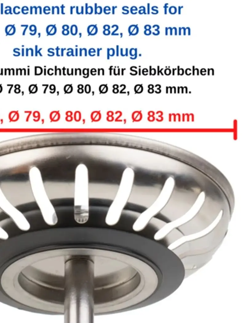 

5pcs Rubber Seal Washer Gasket For Franke Basket Strainer Plug For 78 79 80 82 83mm Kitchen Bathroom Sink Drain Seal Gasket
