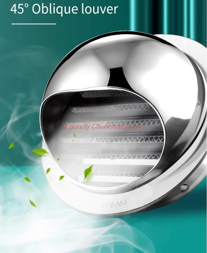 1PCS Φ150mm Rainproof Vent Cap Stainless Steel Exhaust Grille Cover Tube/Duct Outlet Windproof Ball Cap For Kitchen/Wall Ceiling