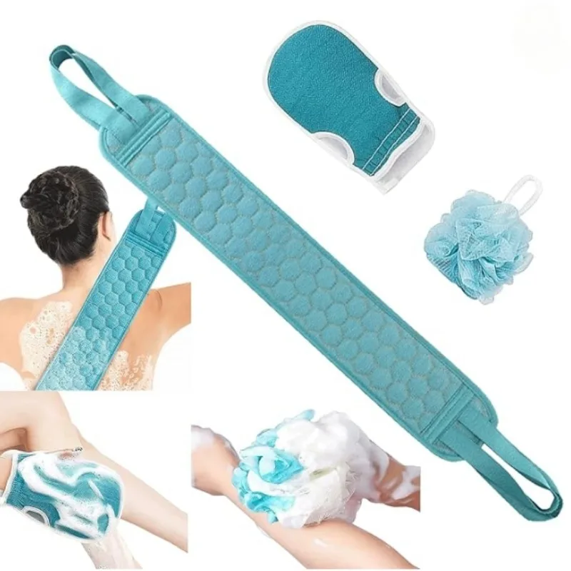 3pcs/set Bath Exfoliating Set Bath Towel Gloves Bath Flower Household Removal Combo Set Body Scrubber Bathing Accessories