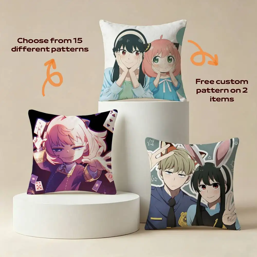 SPY-Family Anime A-Anya Forger Square Sofa Pillow Cover Solid Color Living Room Home Decor Cushion Case