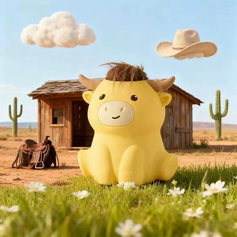 

Highland Cow Night Light, Silicone Dimmable Nursery Nightlight, Rechargeable Bedside Lamp with 20 Minutes Timer & Tap Control