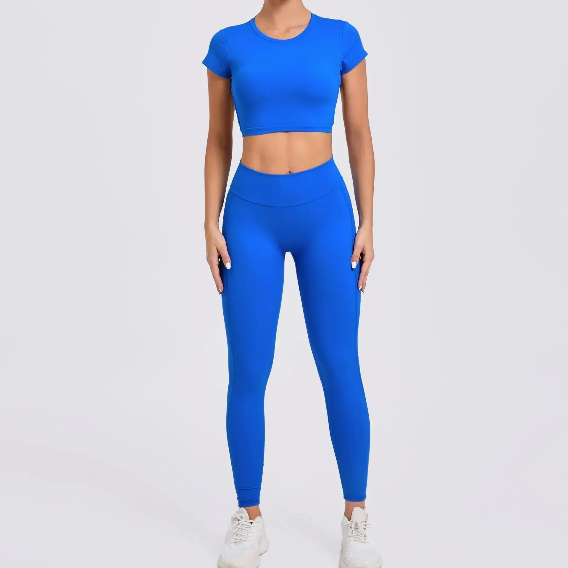 Seamless Yoga Sets Sports Fitness High Waist Hip-lifting Pants Cross Beauty Back Suit Workout Clothes Gym Leggings Set for Women