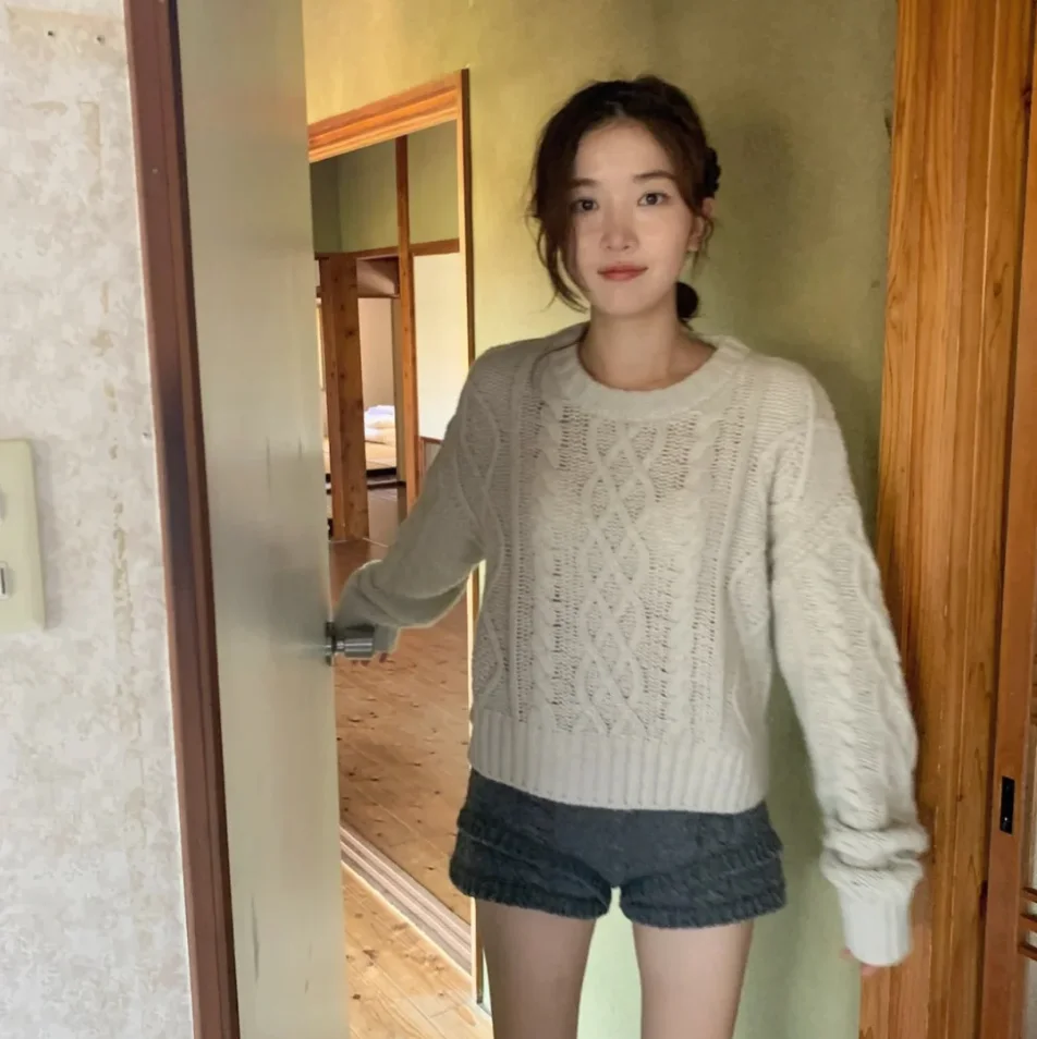 TheBarnet ort محبوك سترة المرأة الجولة Ne Long Sve الخريف الشتاء Faion ريترو Sle تخفيف Sle اللون #4