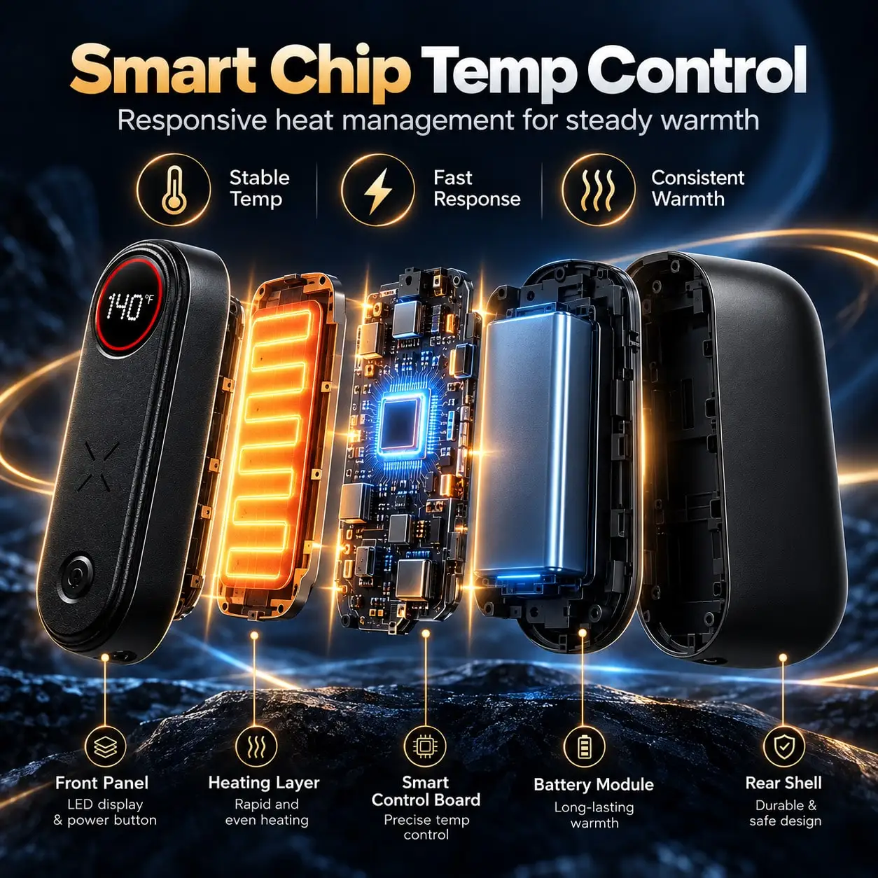 USB Rechargeable Magnetic AI 2-In-1 Hand Warmer, Detachable Portable Electric Heater, Fast Heating, Four-Level Adjustment, Suitable For Winter Sports, Hunting Gear, Outdoor/Indoor Use, A Cozy Gift For Both Men And Women