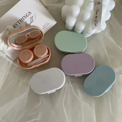 Smooth Candy Color przenośny Mini pojemnik na soczewki kontaktowe do podróży Lady Holder Storage pielęgnacja oczu pojemnik z lustrzanym pudełkiem na soczewki