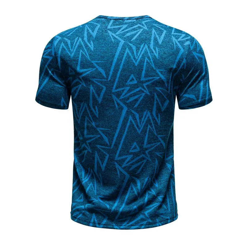 European Style Personality Pattern T Shirt Men Casual Summer V Neck Breathable Short Sleeve T-shirts Fitness Running Gym Tops