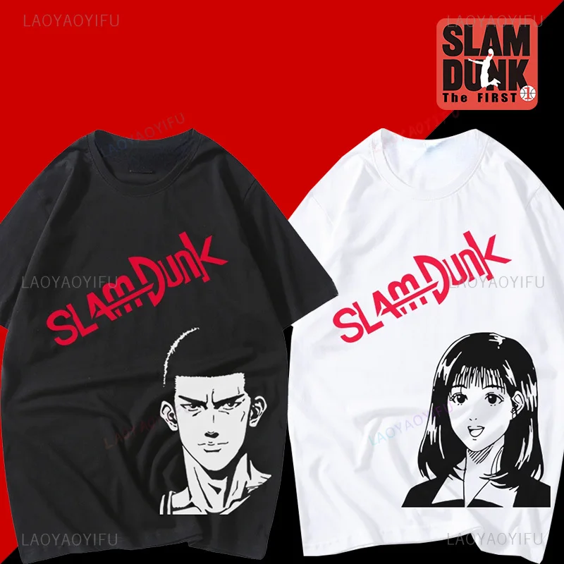 

Slam Dunk Одежда для пар Haruko Akagi и Sakuragi Hanamich Мужская футболка с рисунком Летняя свободная мягкая футболка унисекс с короткими рукавами