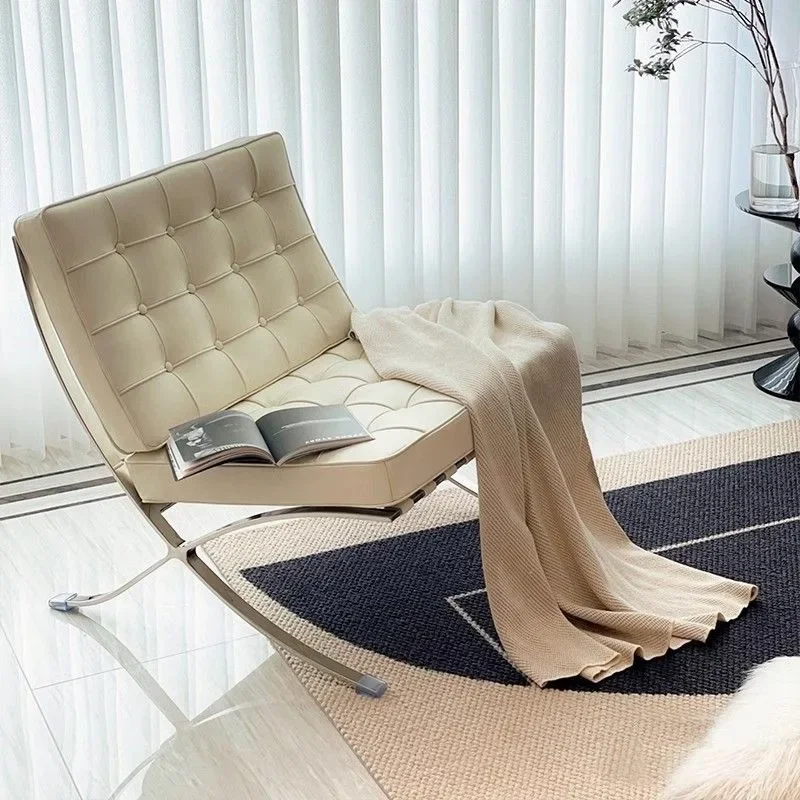 New Barcelona Chair Designer Single Sofa Chair Minimalist Light Luxury Living Room Leisure Lounger Chairs Living Room