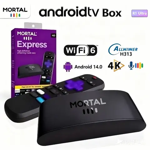 R1 Ultra Android14 TV Box Allwinner H313 Quad Core Wifi6 BT5.0 Dual Mode Voice Remote 8K Streaming Media Player Set-top Box IPTV