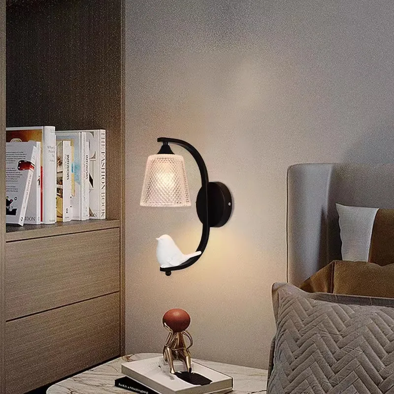 Nordic Bird wall Lamp Modern Bedroom beside garden glass lamp for baby room decoration garden corridor lights for living room