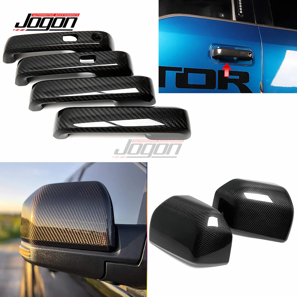 For Ford F150 F-150 Raptor 2015-2020 Car Exterior Door Handle Panel & Side Wing Rear View Mirror Caps Cover Trim Decoration