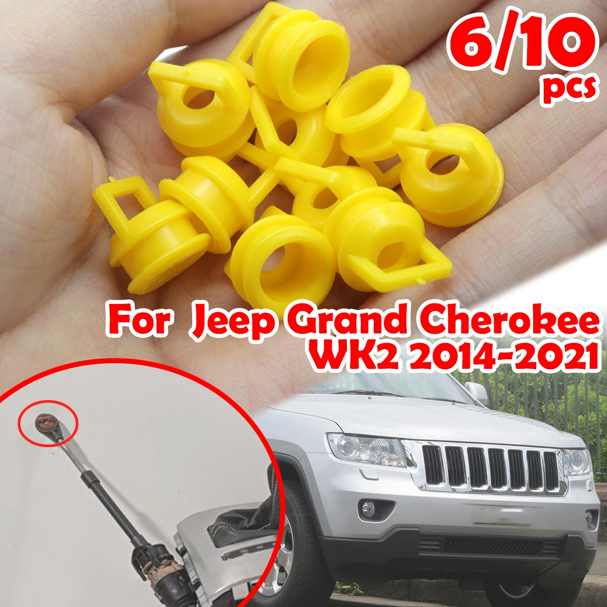 6/10pcs Shift Cable Linkage Bushing Repair Kit For Jeep Grand Cherokee WK2 2014-2021 Rubber Bands Grommet Clips Car accessories
