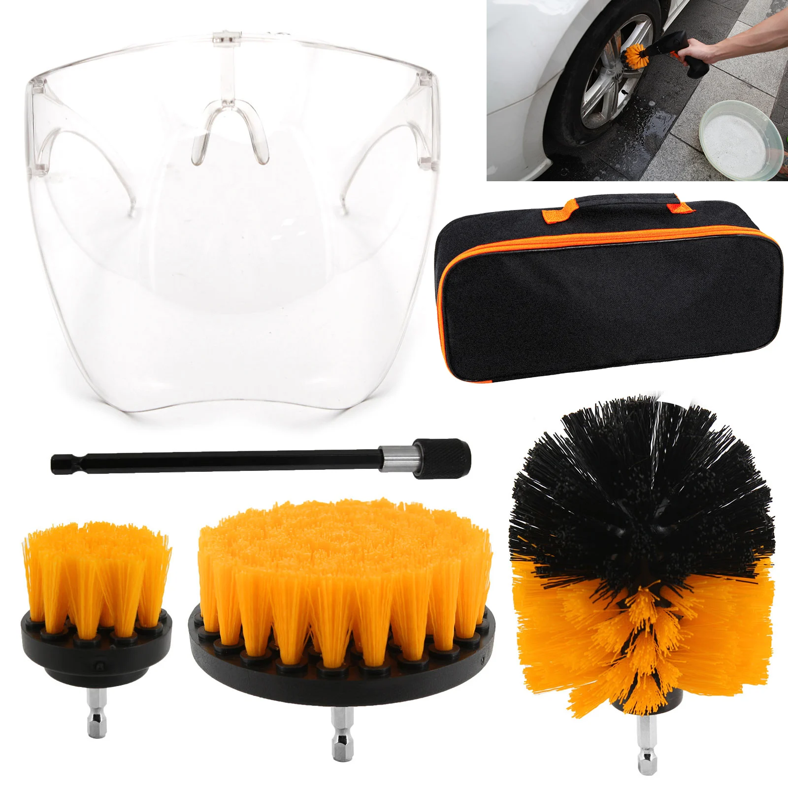 2/3.5/4'' Electric Scrubber Brush Kit Plastic Round Cleaning Brush Tool for Carpet Glass Car Tires Nylon Brushes