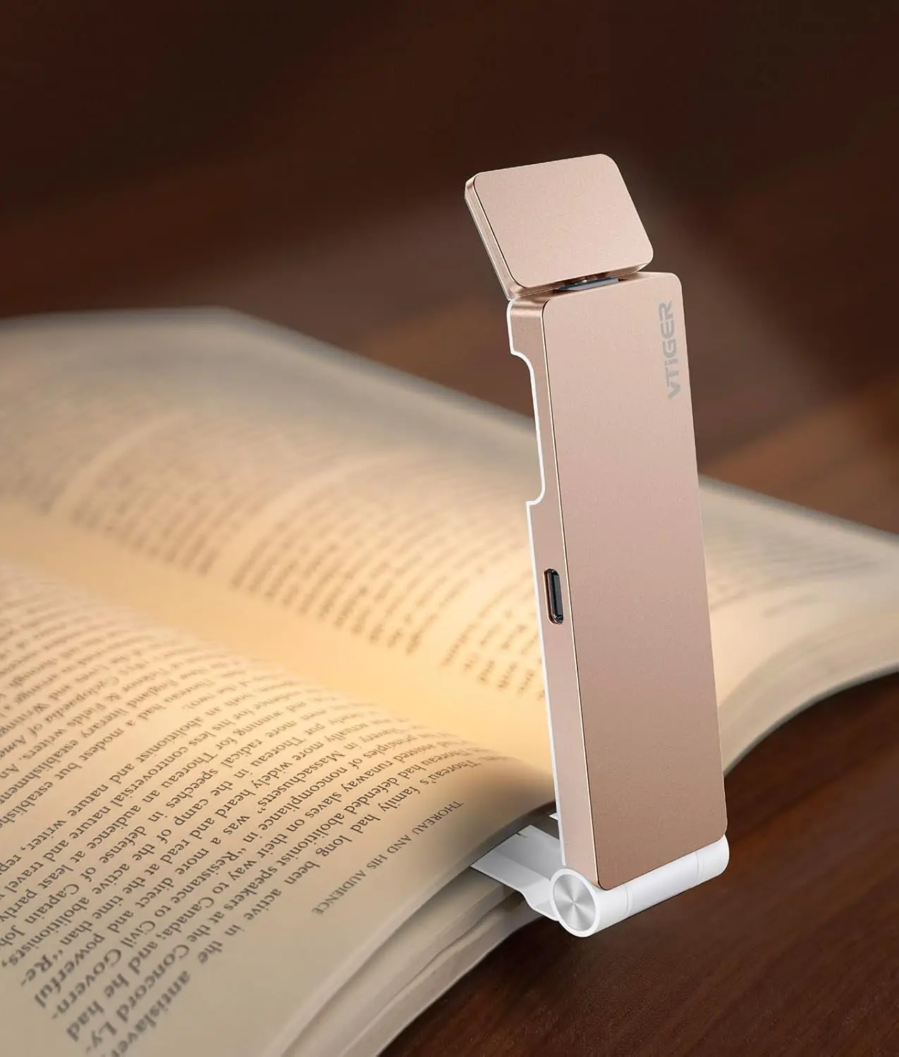 

USB Rechargeable Book Light for Reading in Bed, 3 Amber Colors 4 Brightness Dimmable, Foldable Clip-on LED Book Light, Portable Long Lasting Bookmark Lamp for Book Lovers Kids