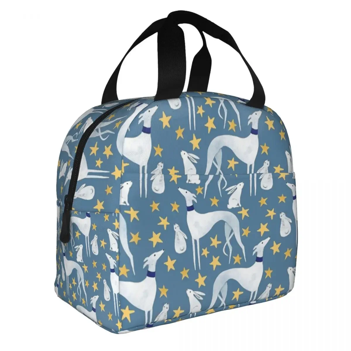 Galgo Hare Stars Insulated Lunch Bags Portable Greyhound Whippet Dog Reusable Thermal Bag Tote Lunch Box Beach Picnic Men Women