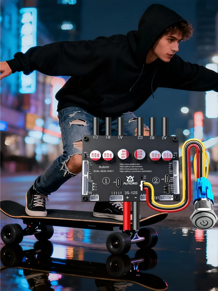 AliExpress NONE Autoro Dual ESC V6.7 BLDC FOC Motor Speed Controller 12S 100A Sparkless VESC V6 for DIY Electric Skateboard Scooter Ebike Robot