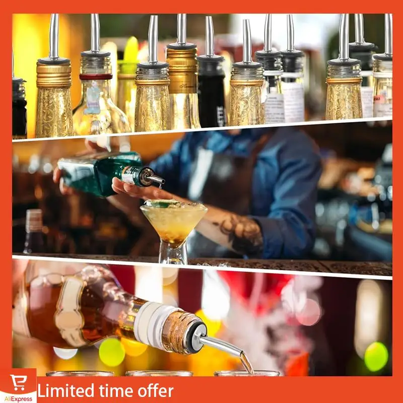 Bec verseur et adaptateurs pour liqueur frais, verseurs de bouteille pour becs de vitesse d'alcool, bec d'huile d'olive en acier inoxydable, verseurs d'alcool, 12 pièces
