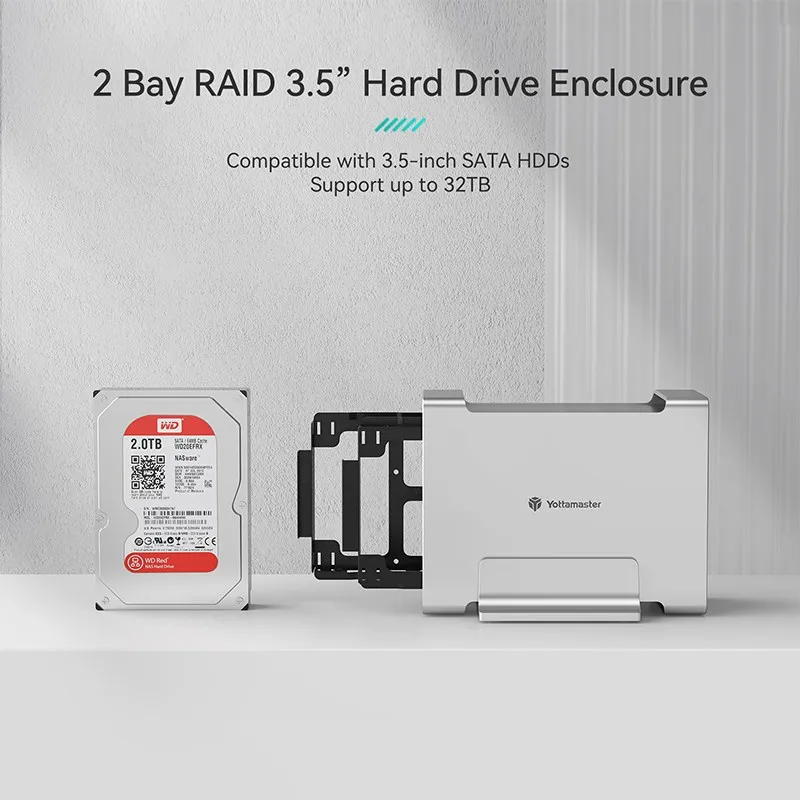 Yottamaster 1/2 Bay RAID Hard Drive Enclosure 2.5\