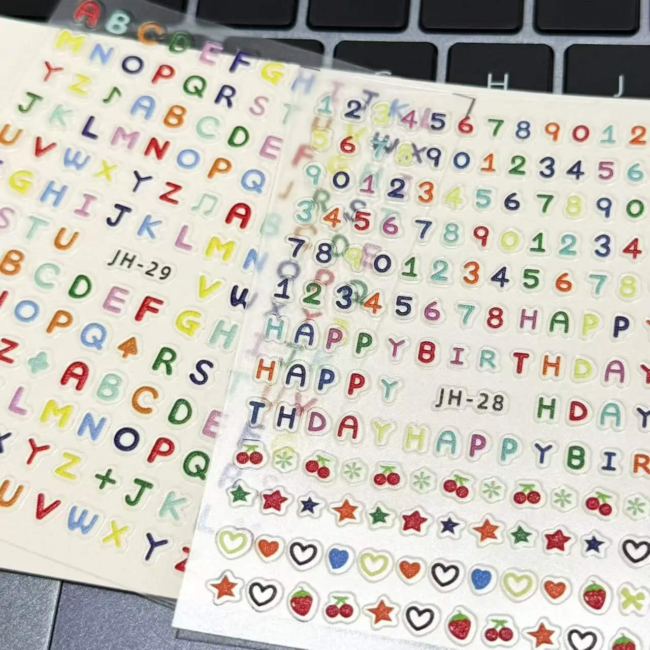 Colorful Relief Alphabet Number Stickers DIY Kpop English Keyboard Keycap Sticker Decals for Laptop