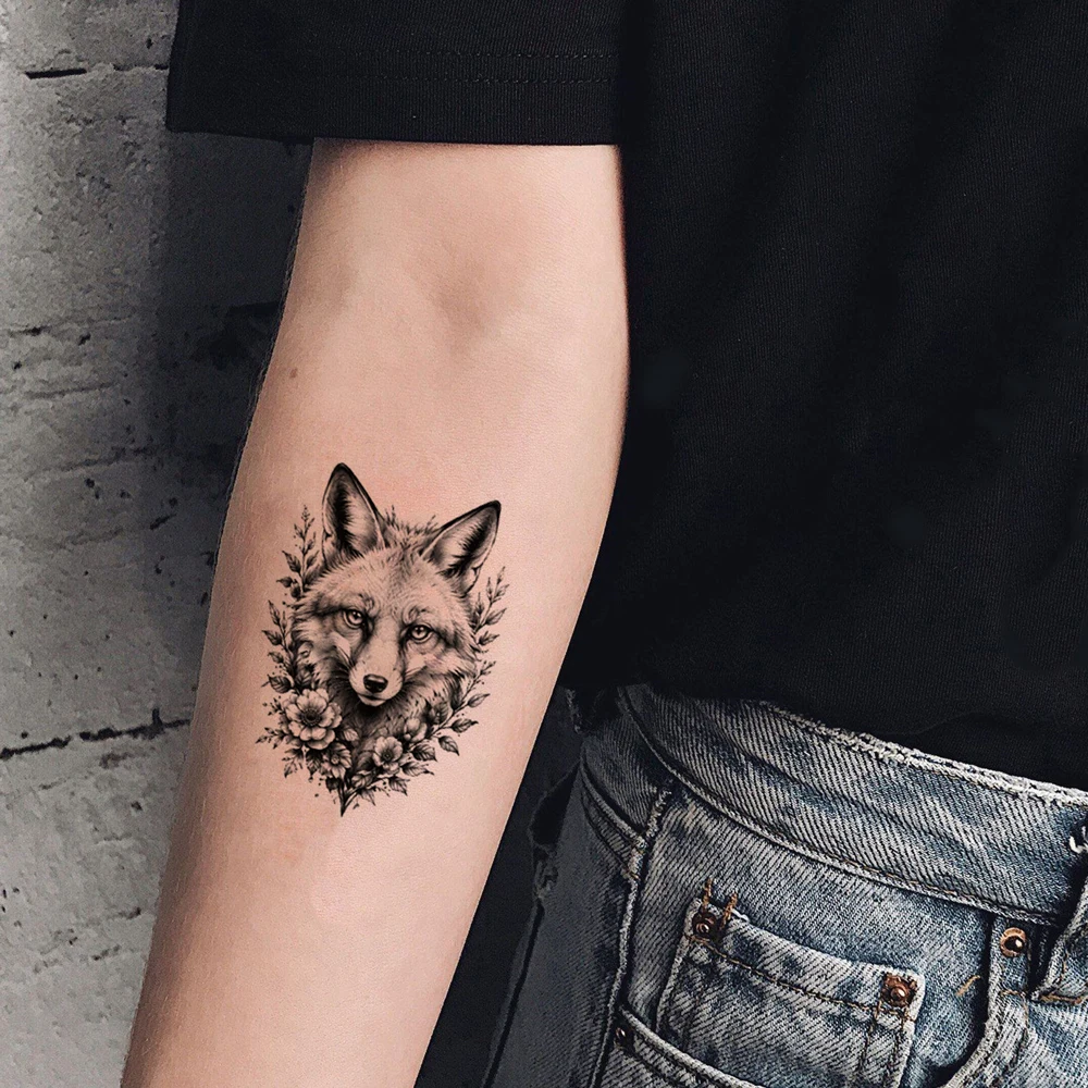 30pcs Small Animal Tattoo Stickers Waterproof Wolf Lion Tiger Temporary Tattoos Men's Hand Tattoo Fake Tattoo for Women