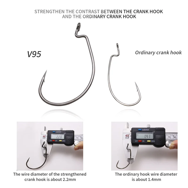 ZYZHE Extra Large Crank Hook 5/0#-12/0# Thickened and Reinforced Fish Hooks High Carbon Steel Soft Bait Crank Hooks view 6