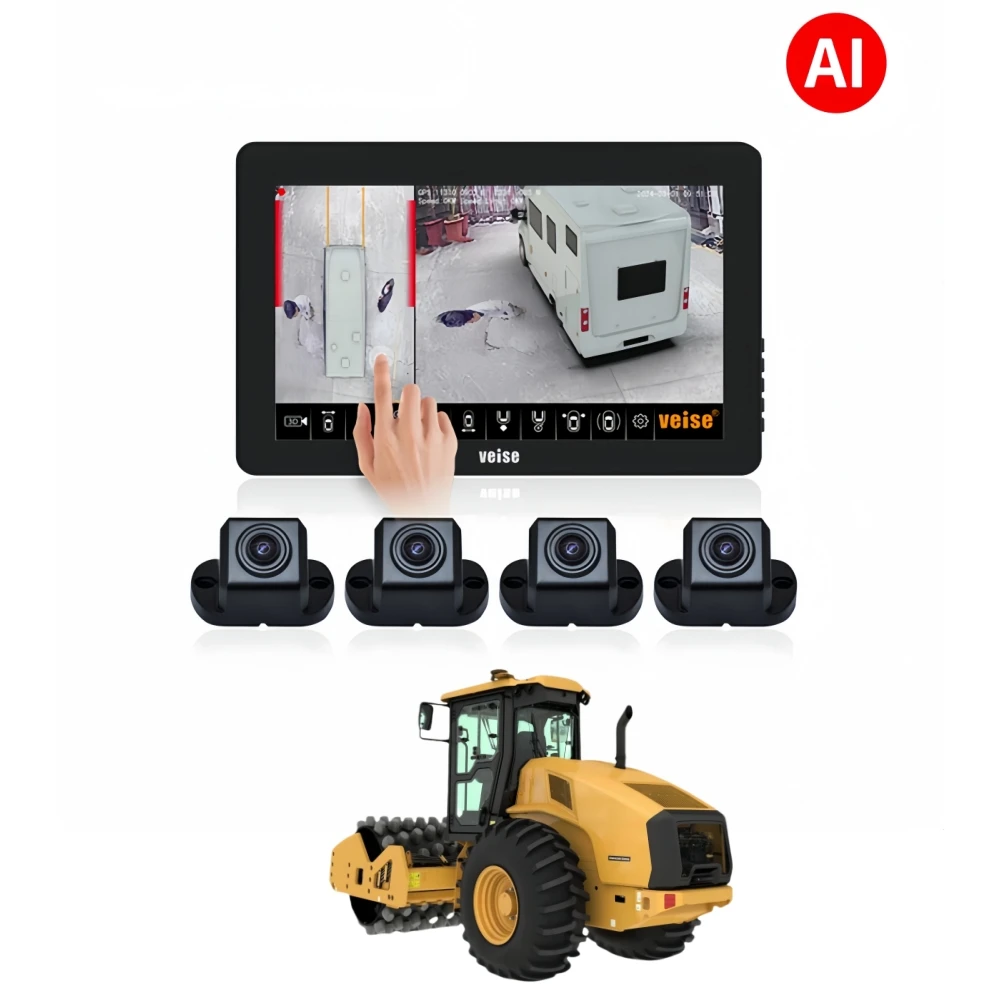 4CH 3D 360 Degree AVM Surround Bird's-eye View Panorama Vehicle AI Truck Bus Car Camera System For Dump Truck Loader Compactor