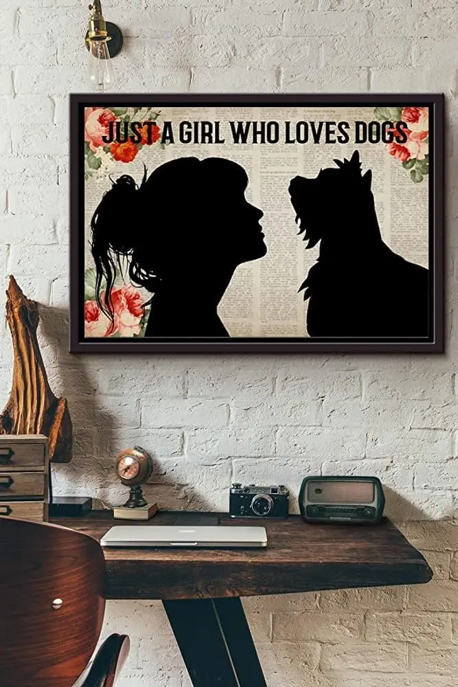 Metal tin Sign Plaque I;m Just A Girl Who Loves Yorkshire Terrier Dog Retro Metal Tin Sign Vintage Aluminum Sign for Home Decor