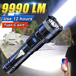 10000 Lumens Super Bright Long Range LED Flashlight Tactical Flashlight Outdoor Waterproof Flashlight Camping Lantern Torch