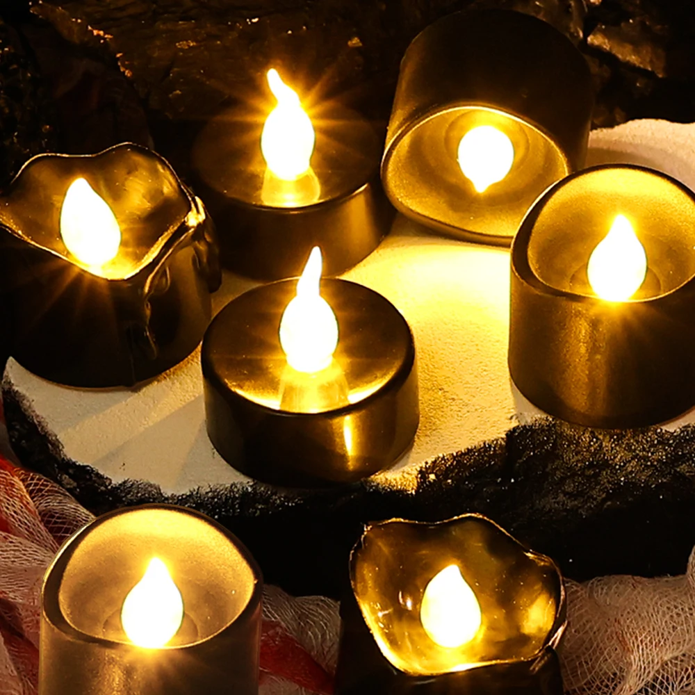 6/1PCS LED Electronic Candles Lights Battery Operated Flameless Tealights For Halloween Xmas Wedding Party Decoration Lighting