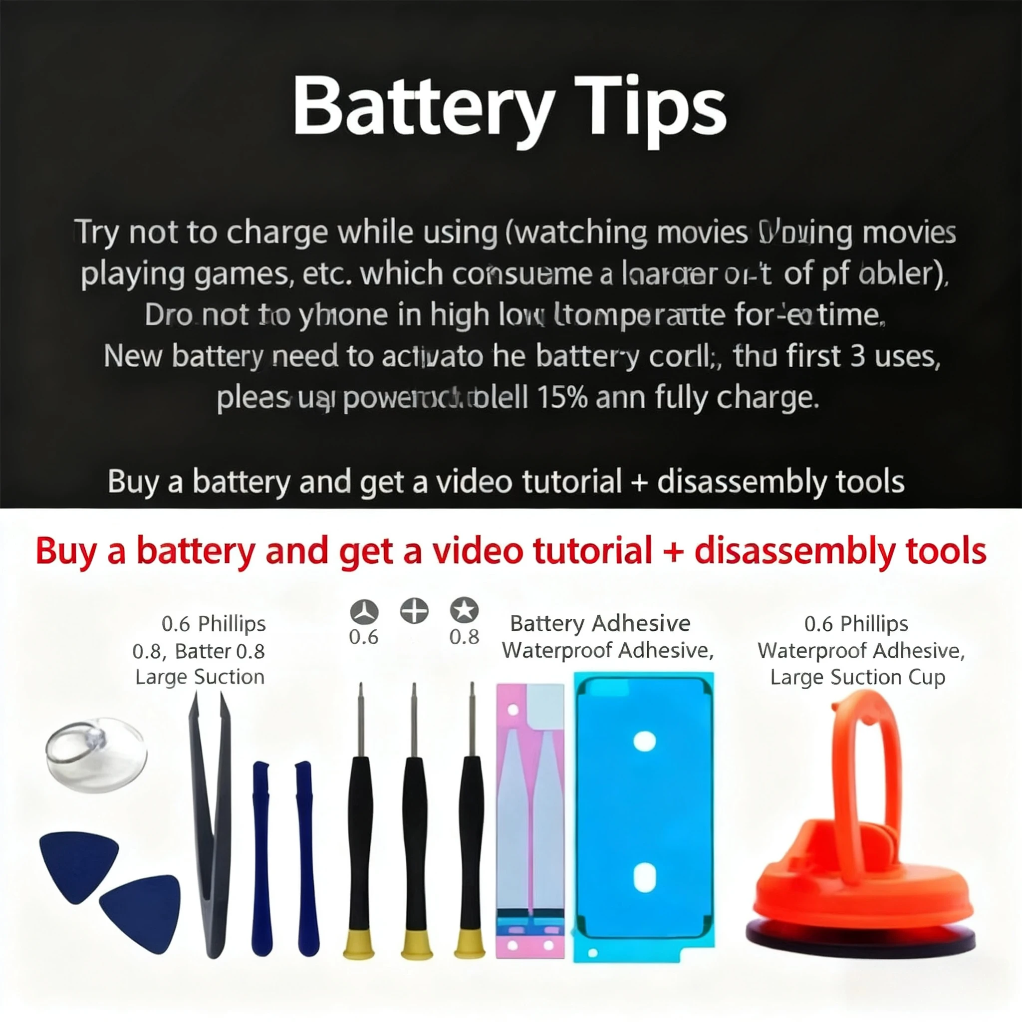 بطارية بديلة لهاتف آيفون 14 15 16 بطارية ليثيوم أيون عالية السعة متوافقة مع آيفون 16 برو ماكس تتضمن أدوات