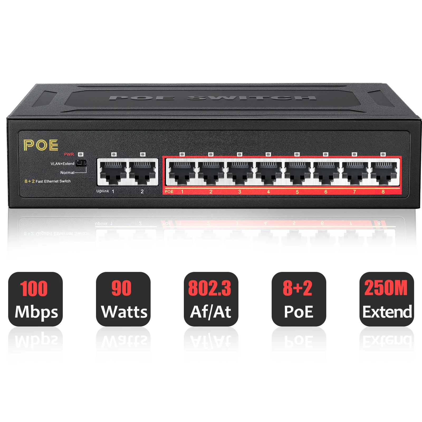 

POE Switch 10 Ports 100Mbps Ethernet Switch POE Network Splitter Wifi Smart IP Switch RJ45 Injector Switcher for IP Camera CCTV