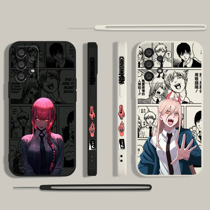 Anime Chainsaw Man Phone Case For Samsung A55 A53 A33 A52 A32 A71 A51 A21S A35 A25 5G Liquid Left Rope Funda