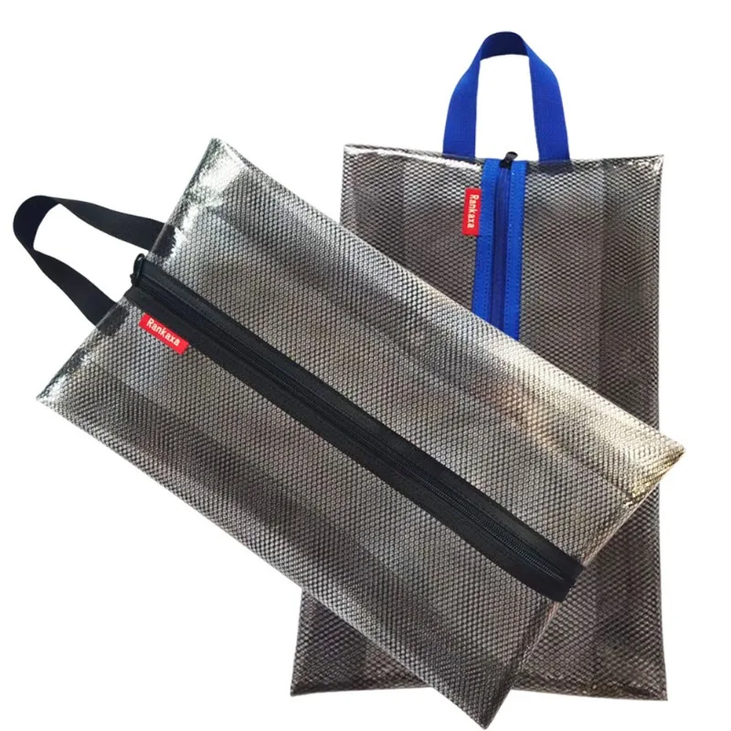 Nouveau sac de rangement pour chaussures en maille noire, imperméable, sac de plage de voyage, multifonctionnel, anti-humidité, avec clip pour organiser les chaussures