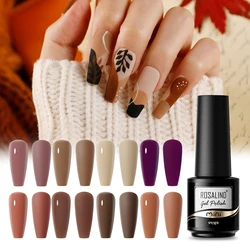 ROSALIND Gel Nail Polish Nude Brown Varnish Hybrid Pure Color Semipermanent Nail Art Soak Off Top Base Coat UV Gel Nail Esmalte