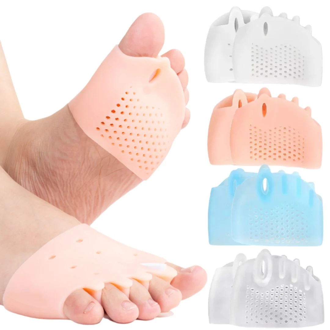 1pair Five Hole Honeycomb Forefoot Pad Toe Separator Hallux Valgus Corrector Bunion Overlapping Protector Toe Sleeve Fixator