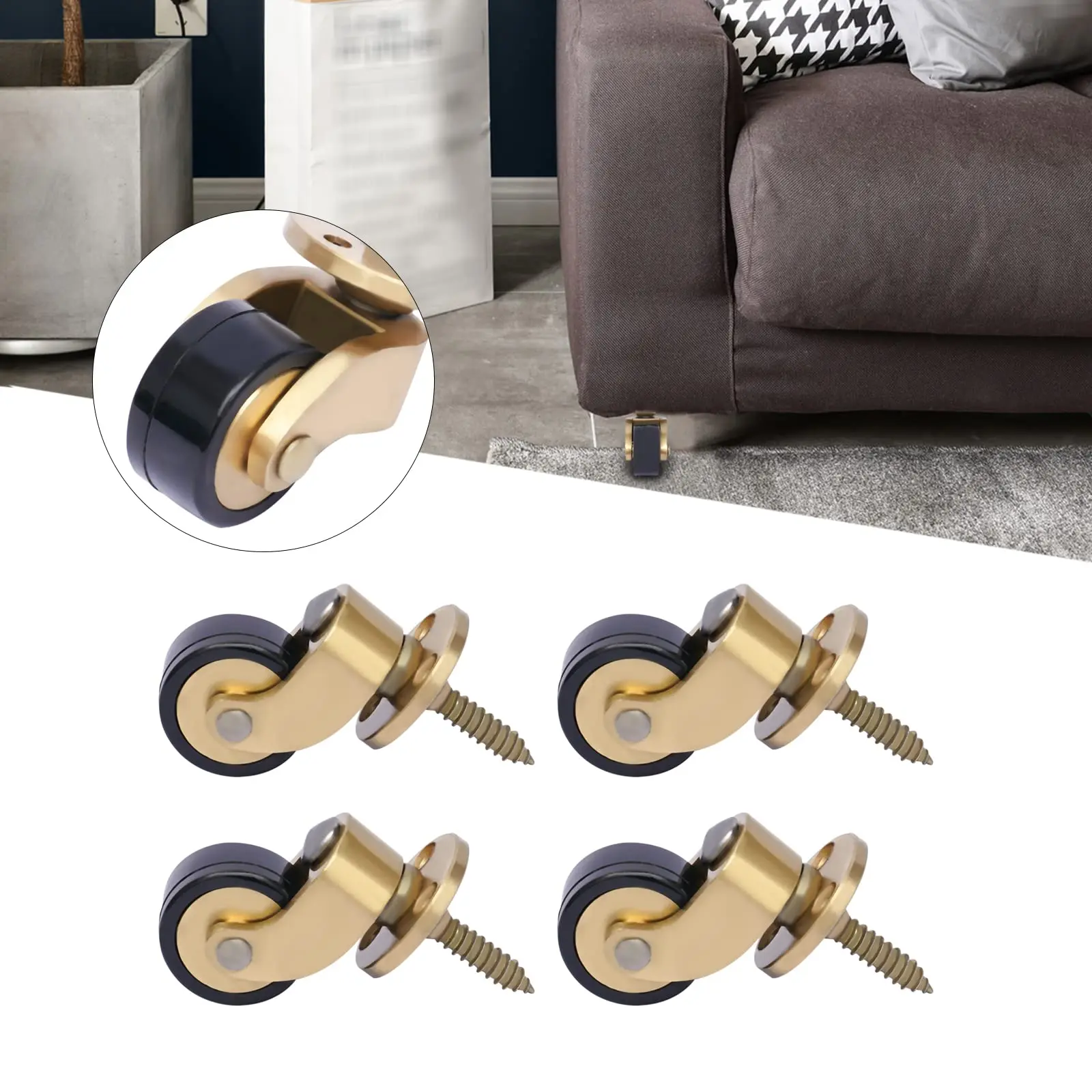 Universal Stem Caster Wheels Antique Brass Casters, 4Pcs Furniture Table Caster, Heavy Duty 360 Degree Rotation Swivel Wheels Fo