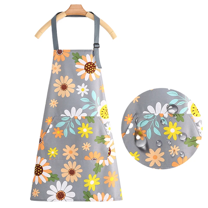 Cute Flower Cat Fruits Kitchen Household Oil-Proof Cooking Apron For Women Men Kitchen Waterproof Adult Coffee Baking Access