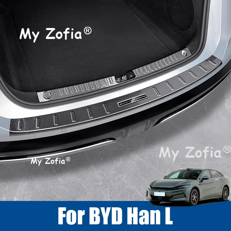 

For BYD Han L 2025 2026 Car Rear Trunk Bumper Guard Cover Sticker Boot Plate ABS Carbon fiber Protector Decoration Accessories