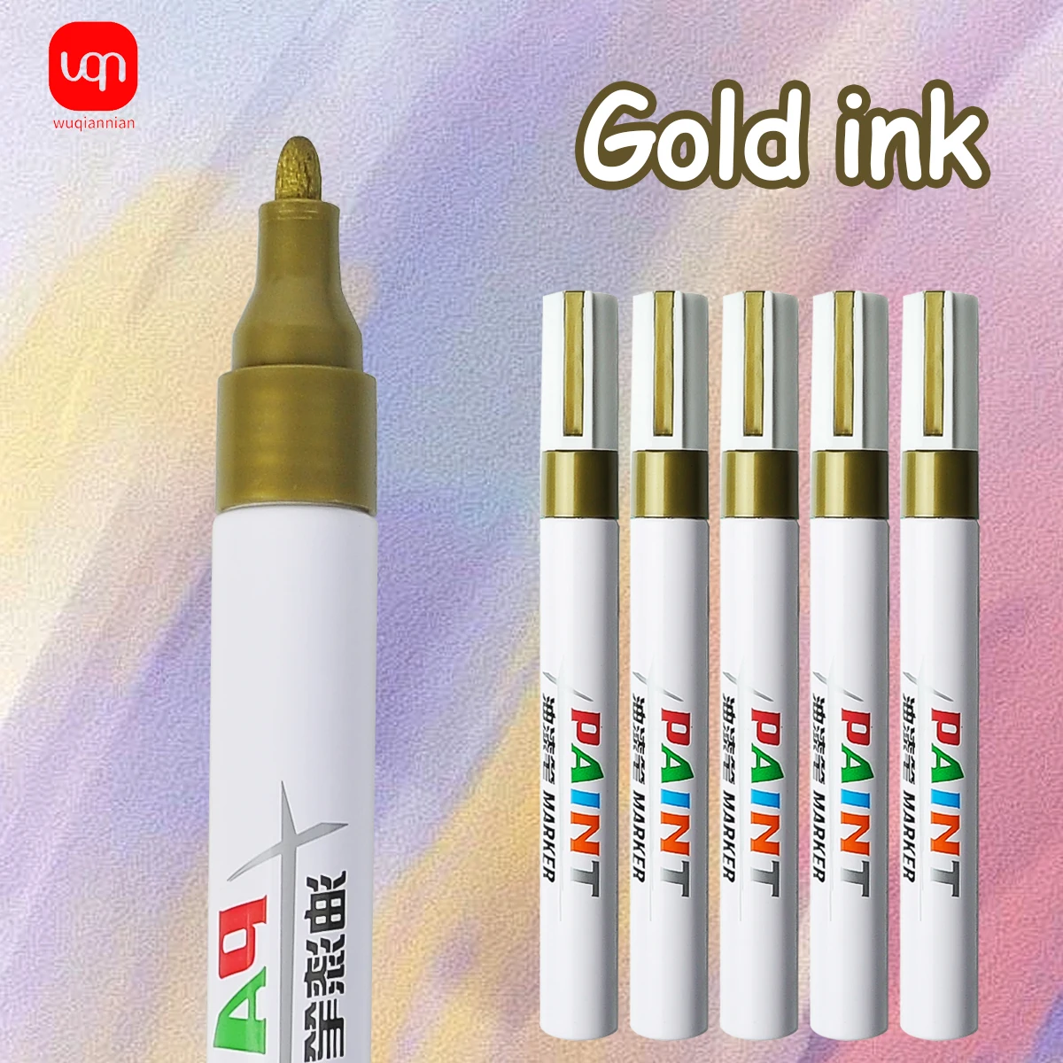 

highlight Metallic Marker Pen Gold White Waterproof Permanent Paint Marker Pen for Rock,Mug,Ceramic,Glass DIY Painting Supplies