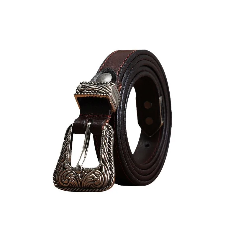 

The first layer of cowhide leather women's leather belt is fashionable and trendy, and the design sense is retro pin buckle belt