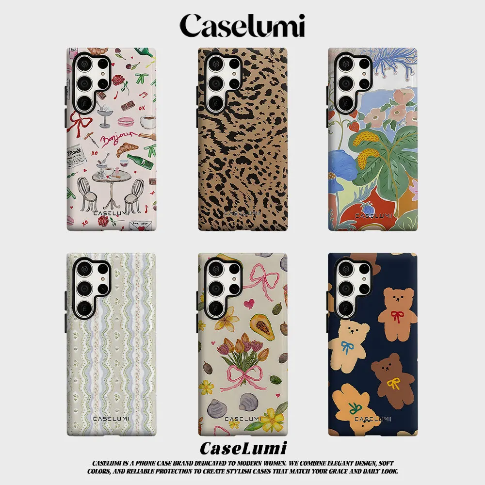 BONJOUR For Samsung Galaxy Phone Case S23 S20 S25 FE S24 Plus S26 Ultra 2-IN-1 Shockproof Bumper Hard PC