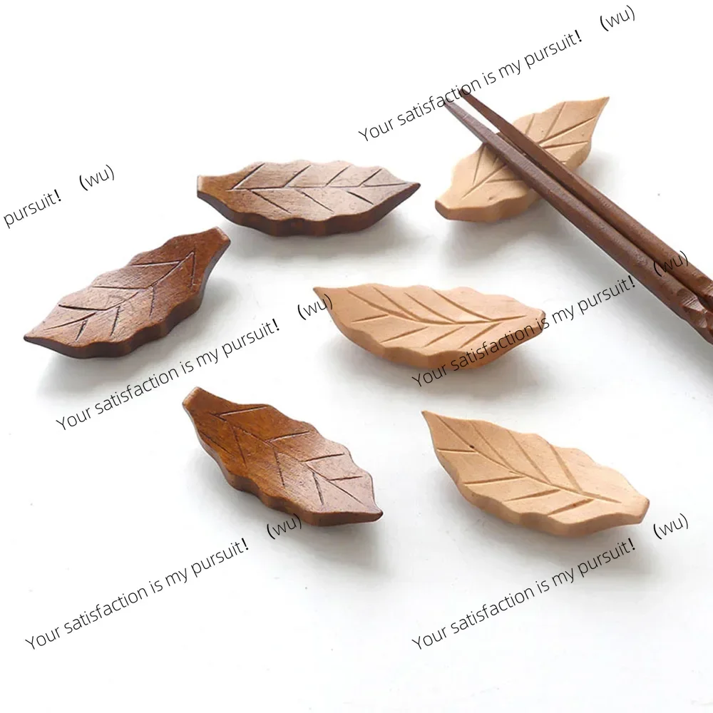 Leaf Shape Wooden Chopsticks Holder Stand Spoon Rest Fork Rack Frame Art Craft Dinner Tableware Kitchen Accessories
