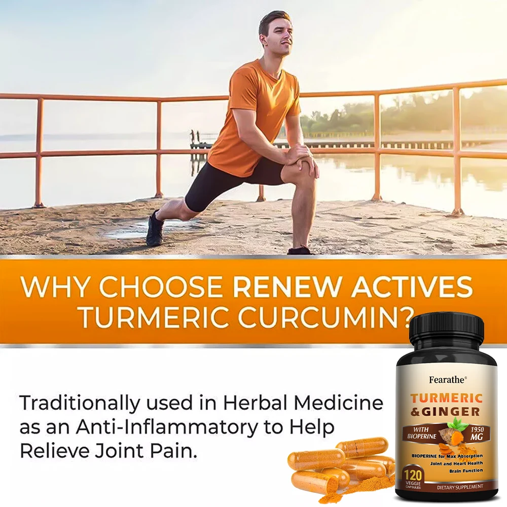 Curcumin with BioPerine & Ginger 95% Curcumin 1950mg - Black Pepper for Better Absorption, Natural Joint Immune Heart Supplement