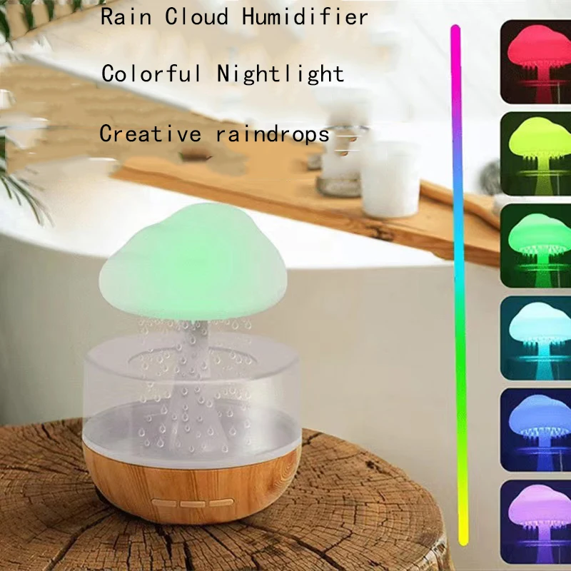 Umidificatore a goccia di pioggia creativo nuvola pioggia lampada a fungo colorato umidificatore a nuvola gradiente lampada colorata per atmosfera