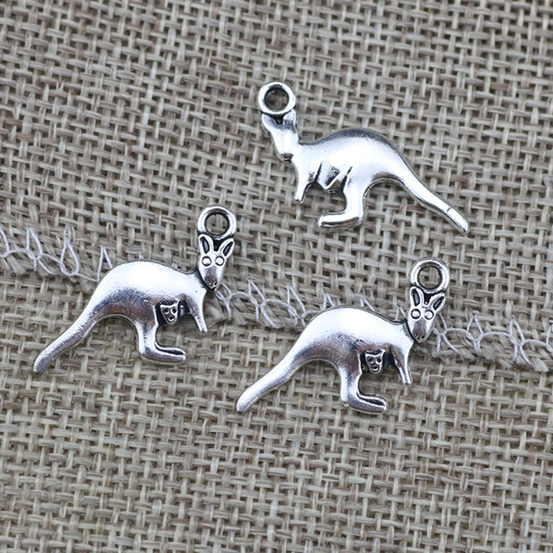 20pcs/Lot 26x12mm Kangaroo Australia Kangaroo Alloy Charms Antique Silver Color Pendants for DIY Jewelry Making Charm