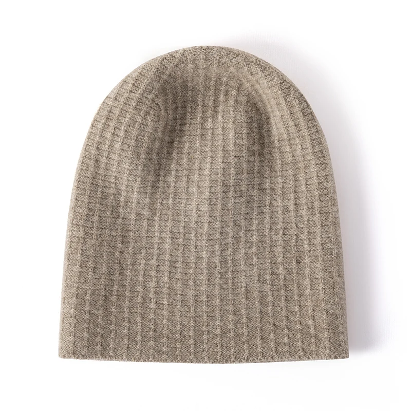 النساء 100% الكشمير الخالص قبعة صغيرة الضلع متماسكة بلون شتاء دافئ لينة مترهل Skullies قبعة الطقس البارد التبعي #4